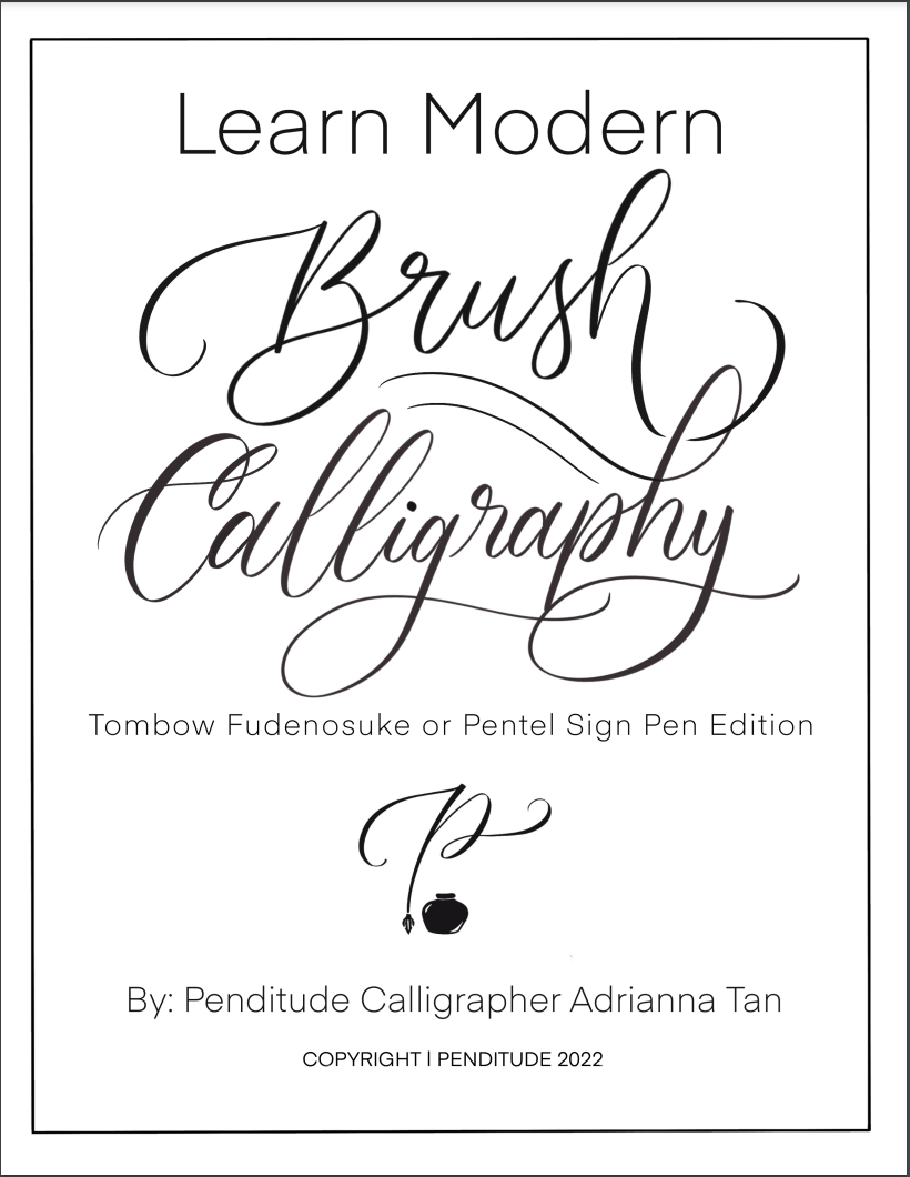 Intro to Modern Calligraphy Calligraphy Workbook Intro to Brush Pens Brush  Pen Workbook Small and Large Brush Pens 
